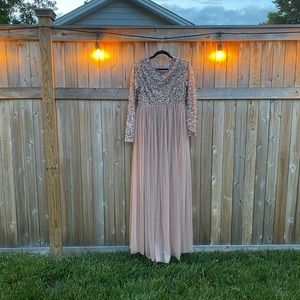 Maya Maternity Bridesmaid long sleeve maxi tulle dress